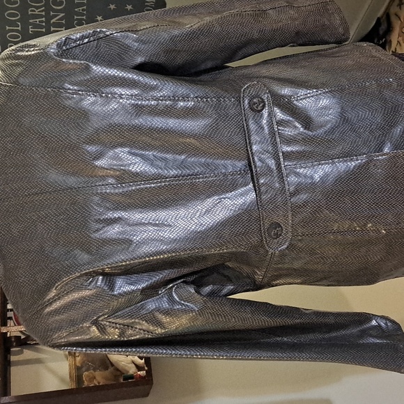 90s y2k faux snakeskin jacket, sz L - Picture 5 of 9